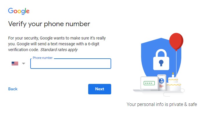 create a google account without mobile number 1