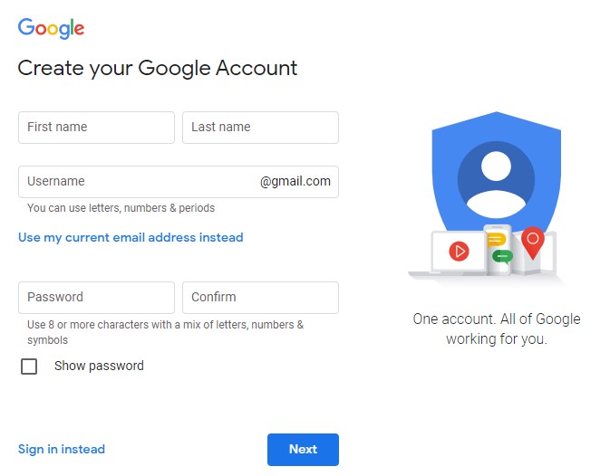 create a google account without mobile number 2